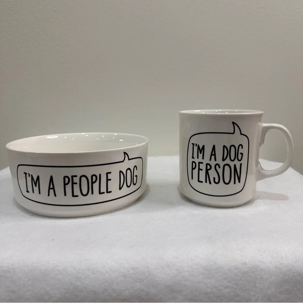 Dog Mug and Bowl Set - White